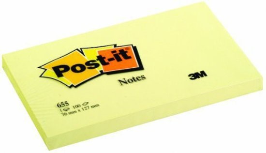 פתקיות דביקות צהובות-POST-IT-655    מידה  73*123  (100) -מארז בלבד  - 